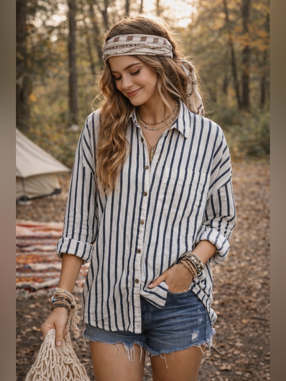 Urban Outfitters NWT Button Shirt Womens Sz S Gray Striped Textured Langenlook